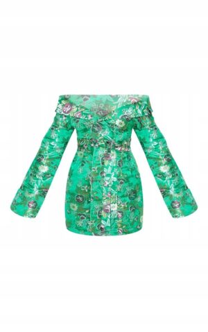 M5C007 PLT ZIELONA ORIENTALNA SUKIENKA KIMONO 38 M - obrazek 4