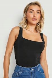 Z1G003 BOOHOO CZARNY DAMSKI TOP PROSTY KLASYCZNY GŁADKI XXL