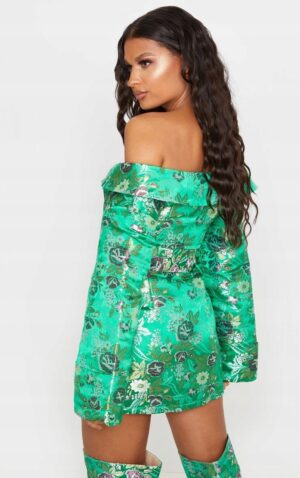 M5C007 PLT ZIELONA ORIENTALNA SUKIENKA KIMONO 38 M - obrazek 5