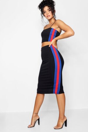 Z8E108*BOOHOO CZARNY CROP TOP LAMPASY S 36 A00 - obrazek 2
