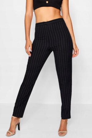 M4F104 BOOHOO TALL BIAŁE PROSTE SPODNIE MATERIAŁOWE W PRĄŻKI 42 XL - obrazek 3