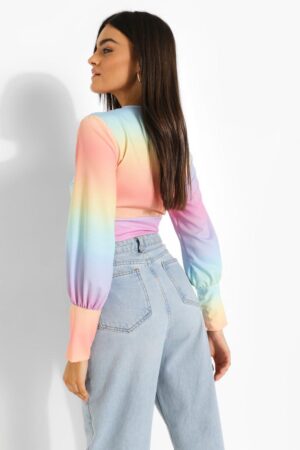 X7F304 BOOHOO BLUZKA DAMSKA KRÓTKA OMBRE 44 XXL - obrazek 2