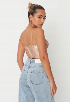 X6B201 MISSGUIDED ZŁOTY TOP Z CEKINAMI 34 XS XS - obrazek 4