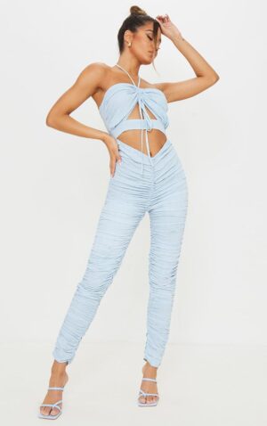 V0A014 PRETTYLITTLETHING LETNI MARSZCZONY KOMBINEZON NIEBIESKI 44 XXL