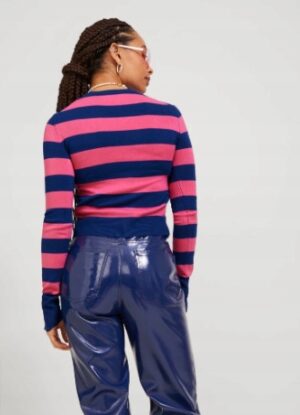 M5B015 JJXX DOPASOWANY KRÓTKI SWETER W PASKI XS - obrazek 2