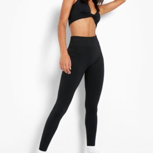 Z4B118 BOOHOO CZARNE LEGGINSY WYSOKI STAN XL