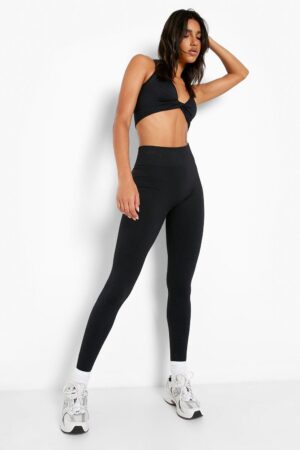 Z4B118 BOOHOO CZARNE LEGGINSY WYSOKI STAN XL