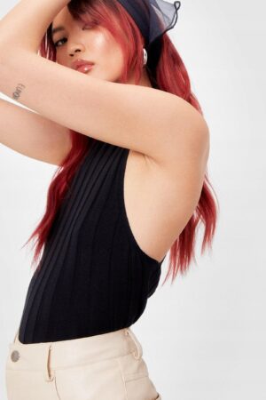 Z7E208*NASTY GAL CZARNY TOP DZIANINA L 40 A00 - obrazek 3