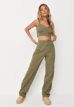 M6C314 MISSGUIDED TALL JEANSOWY TOP KHAKI 40 L