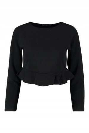 Z2C230 BOOHOO PETITE CZARNA BLUZKA FALBANA XXS 32 - obrazek 3