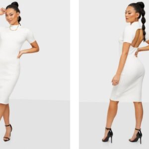 X8E307 MISSGUIDED DZIANINOWA DOPASOWANA BIAŁA SUKIENKA Z WYCIĘCIEM 36 S