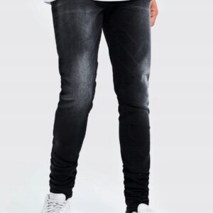 X2A115 BOOHOO MĘSKIE JEANSY CZARNE DLA WYSOKICH 30