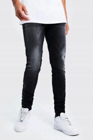 X2A115 BOOHOO MĘSKIE JEANSY CZARNE DLA WYSOKICH 30