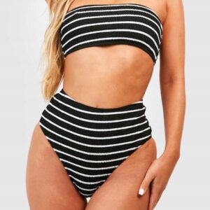 M4G011 BOOHOO DÓŁ STOJU KĄPIELOWEGO CZARNY W PASKI