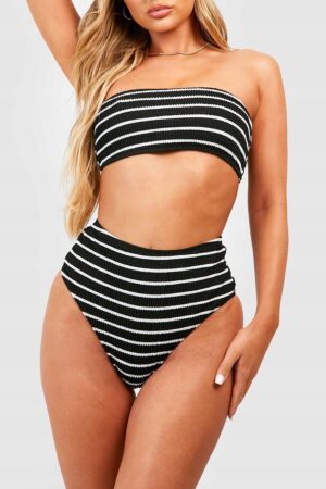 M4G011 BOOHOO DÓŁ STOJU KĄPIELOWEGO CZARNY W PASKI