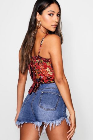 M7E112 BOOHOO WZORZYSTY KRÓTKI TOP NA RAMIĄCZKACH KOLOROWY 42 XL - obrazek 5
