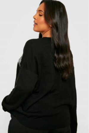 Z4E014 BOOHOO PLUS DAMSKI KLASYCZNY SWETER Z NAPISEM 46 3XL - obrazek 3