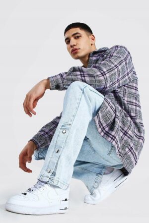 X3A005 BOOHOO MAN SPODNIE JEANSOWE POPPER 30 30 - obrazek 3