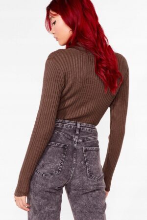 Z1D204*NASTY GAL BRĄZOWE BODY DZIANINA XS 34 A00 - obrazek 2