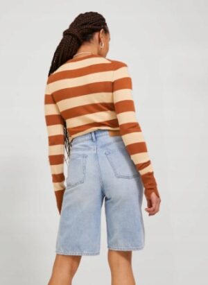 X0F301 JJXX DOPASOWANY KRÓTKI SWETER W PASKI XS - obrazek 3