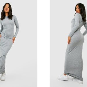 X9A104 BOOHOO SZARA DOPASOWANA SUKIENKA DRESOWA Z DŁUGIM RĘKAWEM 36 S