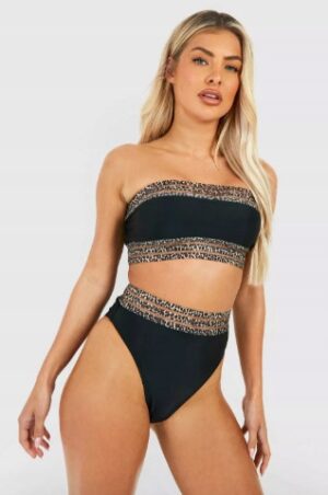 M4D020 BOOHOO CZARNE BIKINI OPASKA KOMPLET L