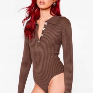 Z1D204*NASTY GAL BRĄZOWE BODY DZIANINA XS 34 A00