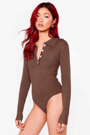 Z1D204*NASTY GAL BRĄZOWE BODY DZIANINA XS 34 A00