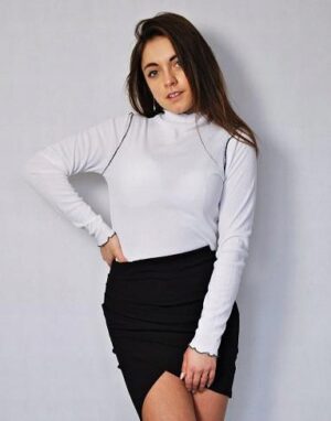 Z6E214 NASTY GAL BLUZKA PRĄŻKOWANA BIAŁA L