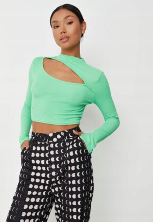 X4D106 MISSGUIDED ZIELONA BLUZKA ASYMETRYCZNA 36 S S