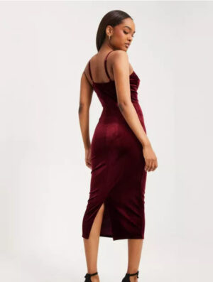 M2G309 NELLY WELUROWA SUKIENKA BORDOWA MIDI L - obrazek 2