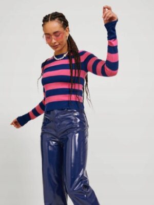 M5B015 JJXX DOPASOWANY KRÓTKI SWETER W PASKI XS