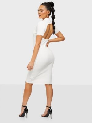 X8E307 MISSGUIDED DZIANINOWA DOPASOWANA BIAŁA SUKIENKA Z WYCIĘCIEM 36 S - obrazek 3