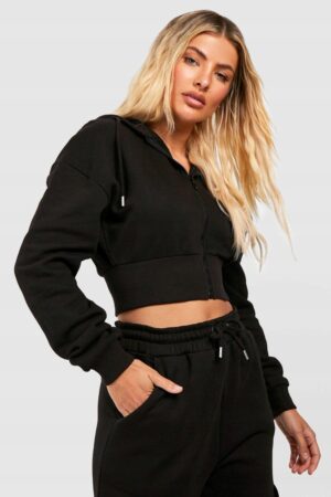 Z7D208 CZARNA SPORTOWA BLUZA CROPPED Z KAPTUREM BOOHOO XL - obrazek 2