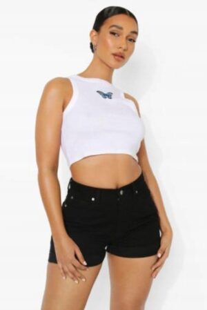 Z2B010 BOOHOO PETITE CZARNE SZORTY JEANS S S - obrazek 2