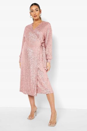 M2G110 BOOHOO MATERNITY SUKIENKA MIDI CEKINY 36 - obrazek 2
