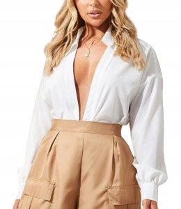 M5B003 PRETTYLITTLETHING KOSZULA DAMSKA BIAŁA CASUAL 34