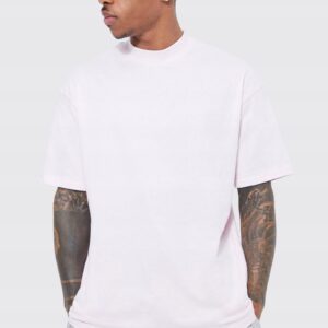 M6F004 BOOHOO MAN RÓŻOWY KLASYCZNY T-SHIRT MĘSKI S