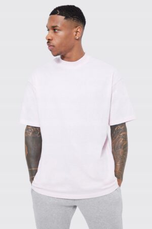 M6F004 BOOHOO MAN RÓŻOWY KLASYCZNY T-SHIRT MĘSKI S