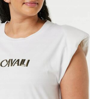 X8A010 JUST CAVALLI DAMSKI T-SHIRT BIAŁY Z LOGO XL - obrazek 4