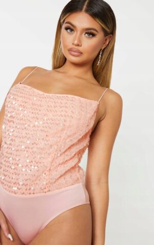 X7B312 PRETTYLITTLETHING OZDOBNE BODY NA RAMIĄCZKACH CEKINY 34 XS - obrazek 5