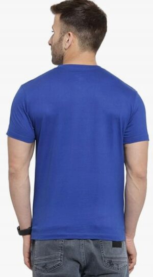 X3F307 T-SHIRT MĘSKI NIEBIESKI GŁADKI KLASYCZNY BAWEŁNIANY M - obrazek 3