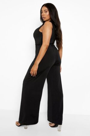 X2E201 BOOHOO PLUS CZARNY PROSTY KOMBINEZON 463XL 3XL - obrazek 2