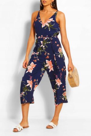 X2C015 BOOHOO DAMSKI LETNI KOMBINEZON W KWIATY 40