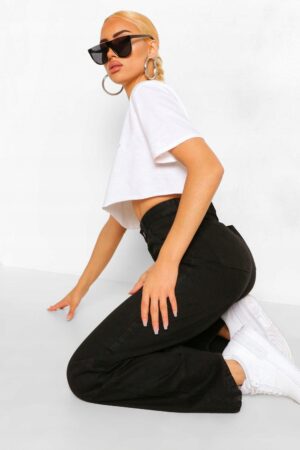 M9A113 SPODNIE JEANSOWE DAMSKIE HIGH RISE Z WYSOKIM STANEM BOOHOO 36 S S - obrazek 4
