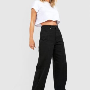 M0A026 NASTY GAL CZARNE DAMSKIE JEANSY WIDE LEG Z PRZESZYCIAMI XXS 32