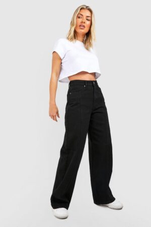 M0A026 NASTY GAL CZARNE DAMSKIE JEANSY WIDE LEG Z PRZESZYCIAMI XXS 32