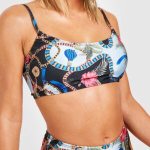 M4G210 BOOHOO WZORZYSTY TOP NA RAMIĄCZKACH GÓRA OD BIKINI 36 S
