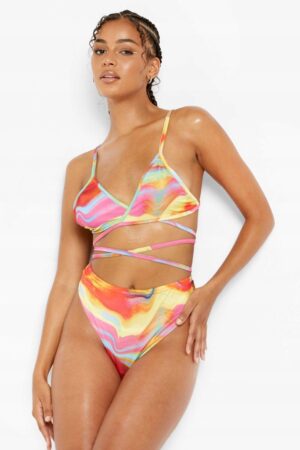 X3D225 BOOHOO KOLOROWE BIKINI FIGI WYSOKI STAN 36 S S - obrazek 4