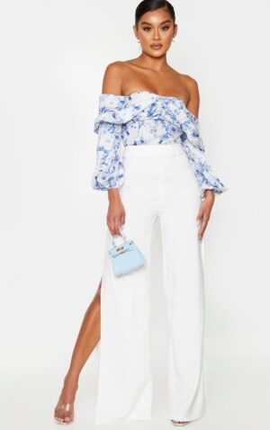 X2D114 PRETTYLITTLETHING WZORZYSTA BLUZKA TOP ODKRYTE RAMIONA 44 XXL